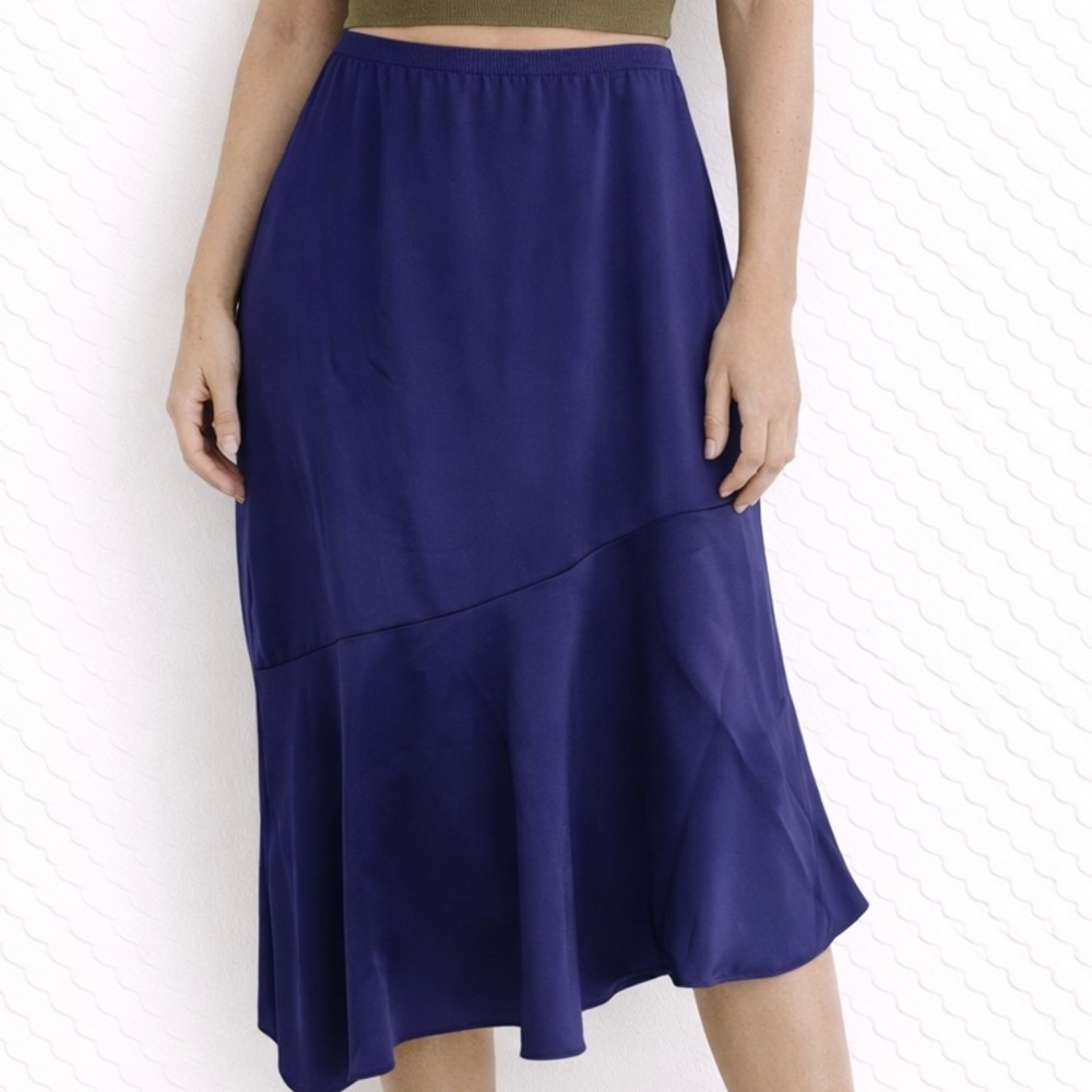 Jason Wu Purple Matte Satin Tiered Midi Skirt Medium